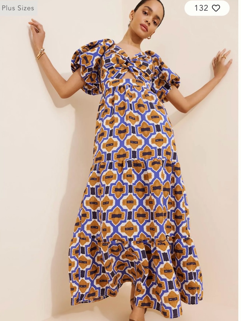Anthropologie Woven Printed V-Neck Maxi Dress